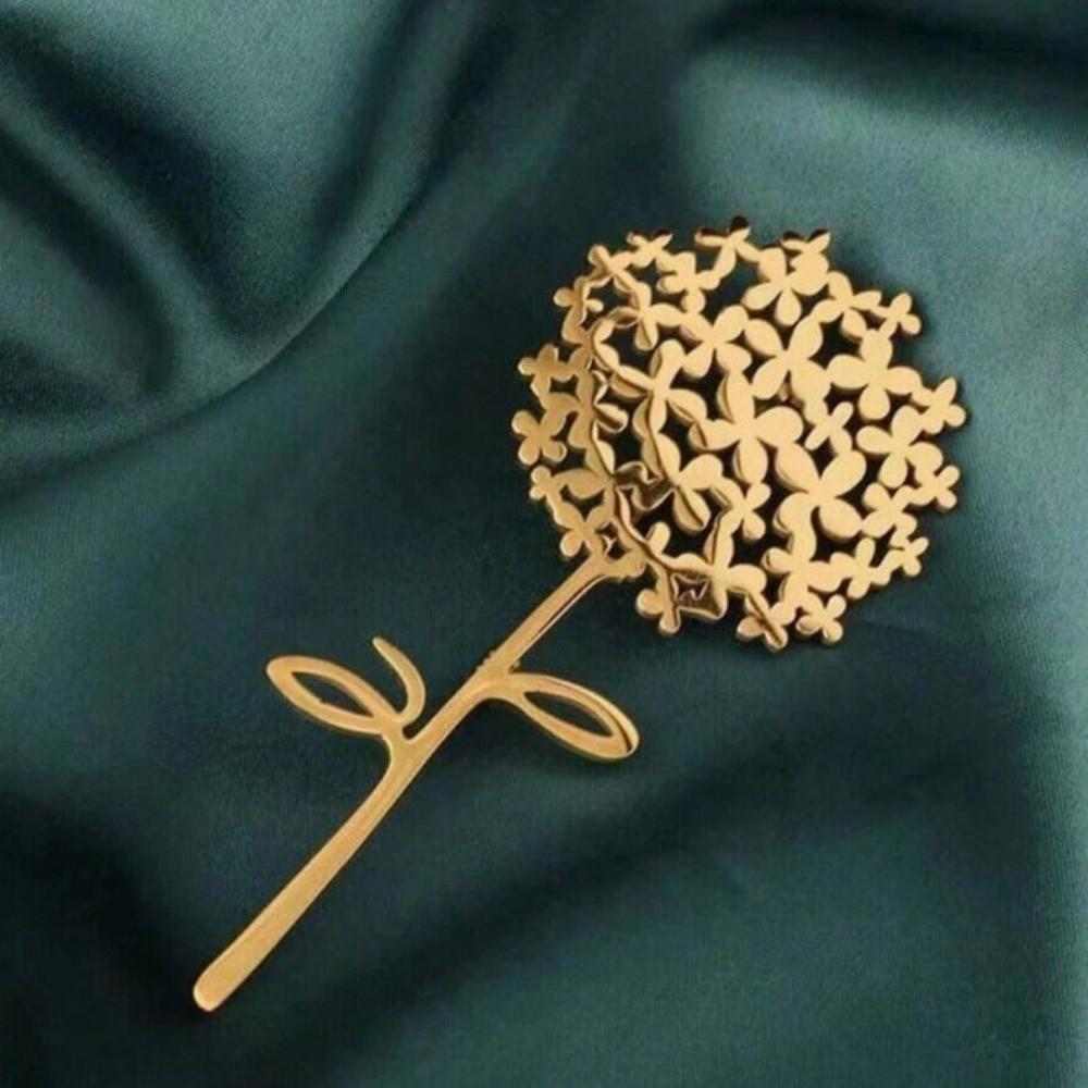 Metal Dandelion Flower Brooch Hollow Floral Brooch Pin Minimalist Lapel Pins Clothes Decoration