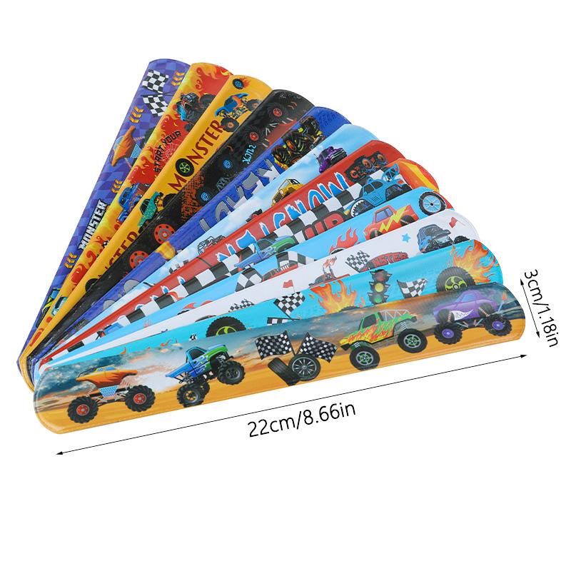 12Pcs Racing Car Themed Slap Bracelets Kids Birthday Party Favors Pinata Filler Guests Gift Sport Party Supplies Christmas Decor