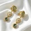Vintage Long Rhinestone Ear Clips Without Ears Hole Earrings Temperament Crystal Pearl Clip on Earrings for Women Wedding Party