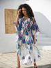 EDOLYNSA Loose Women's Kaftan Robe Long Dress Vibrant color Light jacket Summer wear Homewear Bathing suit cover up Q1634