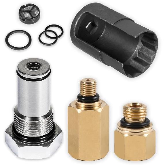 Bonbo 6.0 IPR Valve Socket & Oil Rail Adapters Kit & 6.0 High Pressure Oil Pump IPR Valve Air Test Fitting Tool With Seal Kit, Fits For Ford 6.0L
