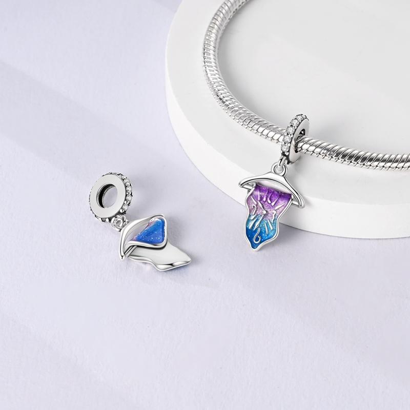 Copper Classic Purple Heart Shape Dragon Pegasus Butterfly Charms Beads Fit 3Mm Original Bracelet Diy Jewelry Gift