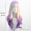 Фиолетовый Градиент Длинный Кудрявый Синтетический Парик Модный Парик с Крупными Волнами Женский Парик