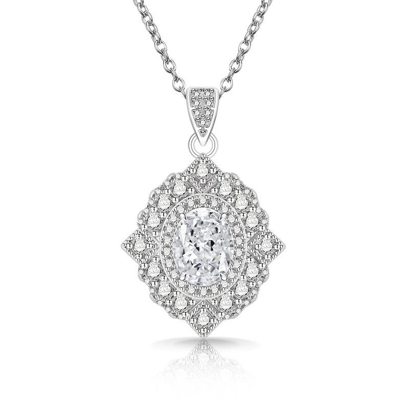 2026 Colored Treasure Ice Flower Cut Pigeon Egg Necklace Fashionable Luxury Inlaid High Carbon Diamond Electroplated Real Gold Pendant