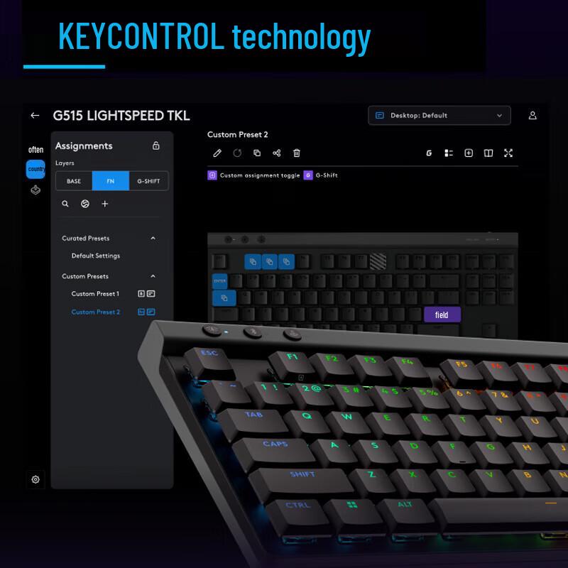 Logitech G515 LIGHTSPEED TKL Low-Profile Wireless Gaming Keyboard