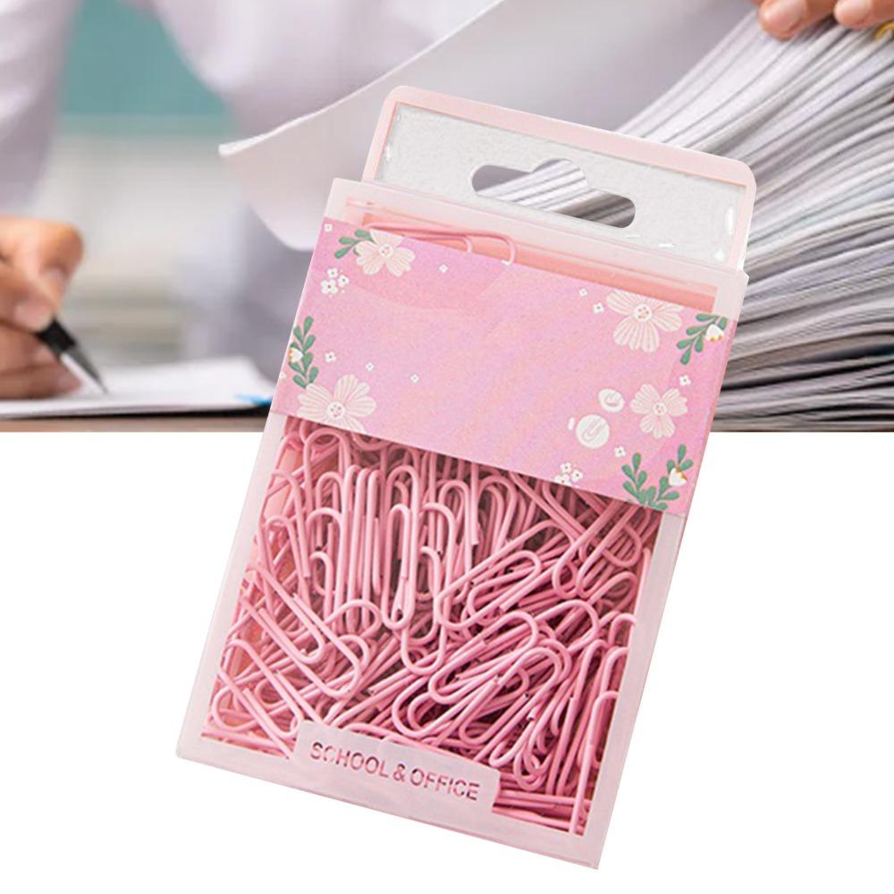 70 Pcs 50mm Length Paper Clips Pink/ Purple/ Green Metal Paper Clips Portable Paper Clips Office