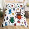 Ladybug Comforter Cover Set Ladybug On Green Leaf Duvet Cover Wild Wildlife Theme Microfiber Bedding Set 3pcs for Kids Teens