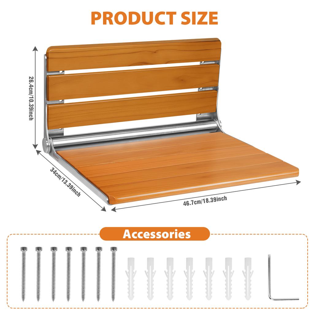 18-дюймовое настенное складное деревянное сиденье для душа, откидной стул-табурет для душа для пожилых и инвалидов, для использования внутри душевой кабины, ванной комнаты, дома
