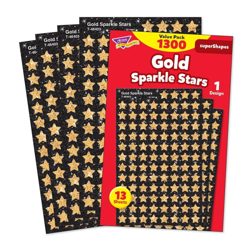 Наклейки Trend Glitter Stars Gold Sparkle Stars Value Pack 1300 шт. T46935