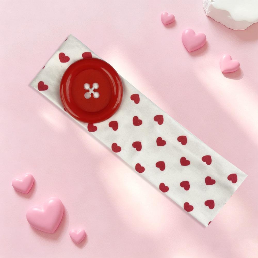 Large Button Elastic Hairband Colorful Heart Polka Dot Headband High Quality Button Hairband