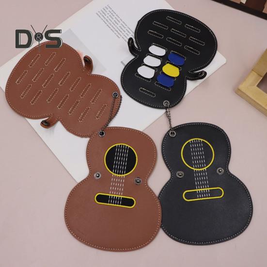 Чехол для медиатора из искусственной кожи в форме гитары, держатель для медиатора на 17 слотов, сумка для хранения медиаторов, подарки для любителей гитары