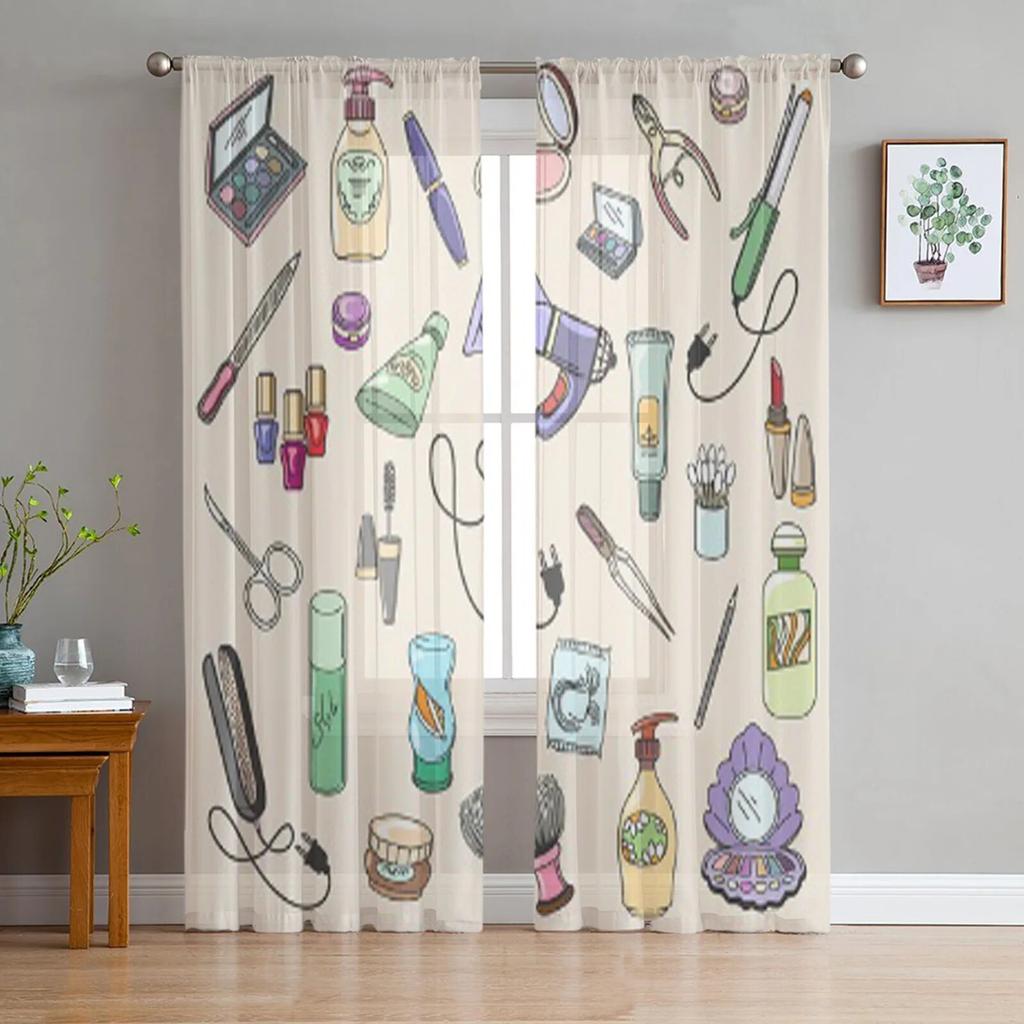 Красота и косметика, тюлевая занавеска с ручным рисунком для гостиной, прозрачная занавеска с балдахином для кухни, спальни, оконные шторы