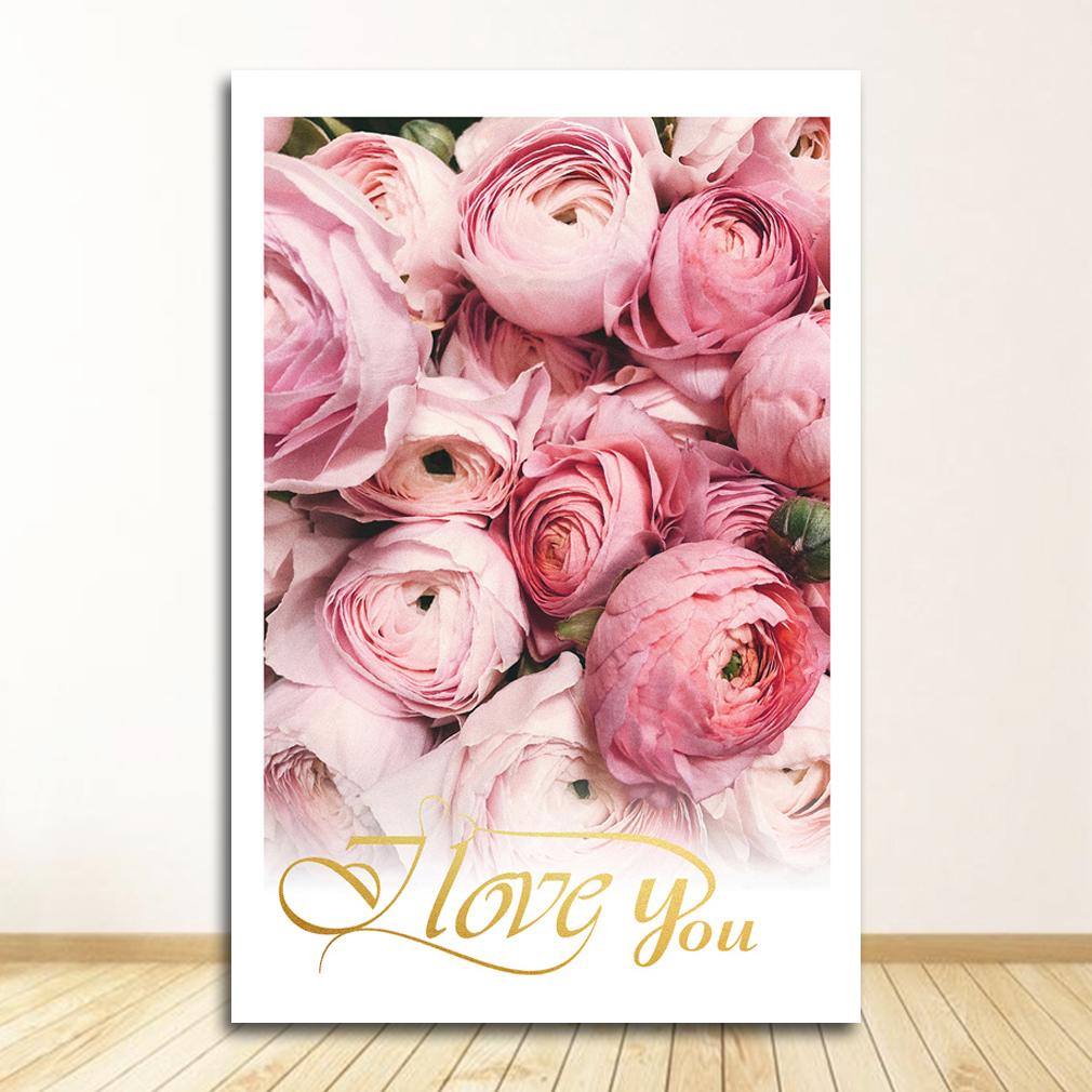 Canvas Painting Nordic Decor Elegant Peony Flower Phrase Poster And Print Wall Art Picture For Living Room Home Decoration