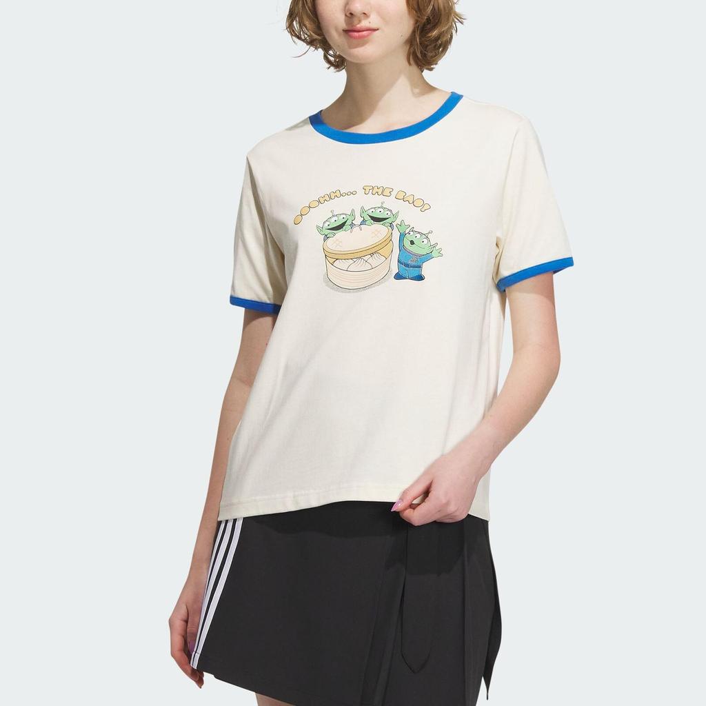 adidas Футболка Neo X Disney Alien с принтом Pixar Three-Eyed Alien и цветными блоками, женские топы Off-White IP9383