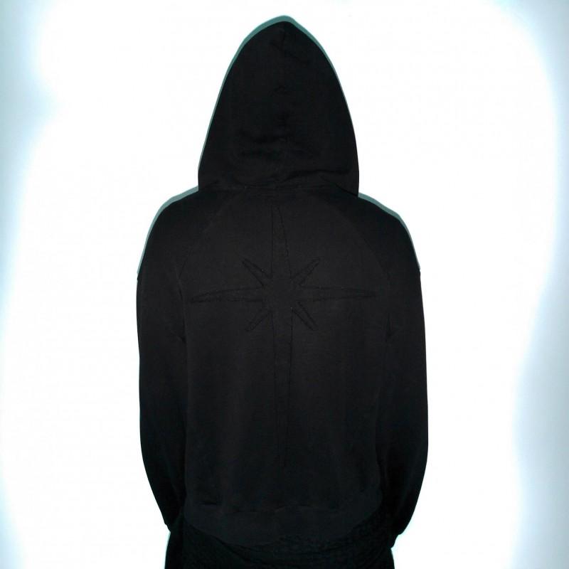 Y2K Gothic Streetwear Hooded Zip-Up Sweatshirt With Embroidered Cross Motif Womens Oversized Pullover