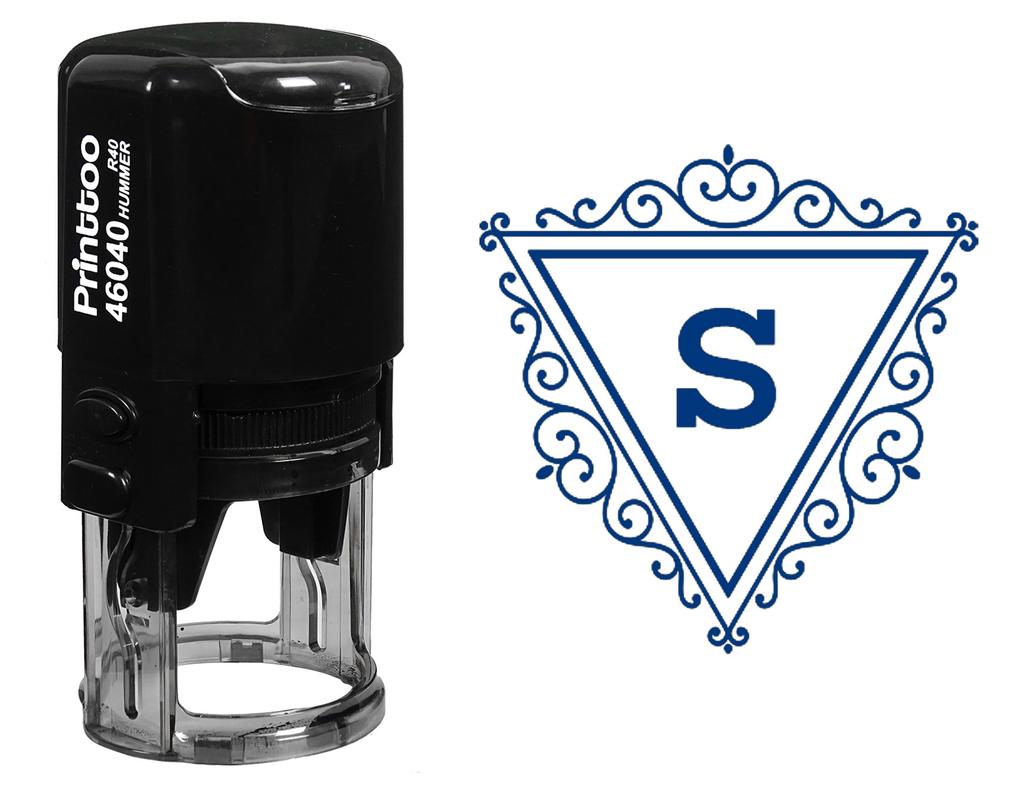 Printtoo Канцтовары для офиса Self Inking R-40 Trinagle Swirl Border S Alphabet Monogram Initial Rubber