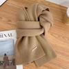 Winter Cashmere Imitation Scarf Women'S  Woolen Knitwear Solid Color Bordeaux Chic Korean Thicker Warm