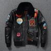Chinese Size Men Genuine Leather Jacket Quilted Patches 100% Cowhide & Natural Fur Collar Flight Coat Aviator Clothing Winter