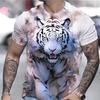 Футболка с принтом тигра в 3D для пары, мужская футболка с 3D принтом, прямая поставка, короткий рукав, футболка с круглым вырезом, модная повседневная брендовая футболка