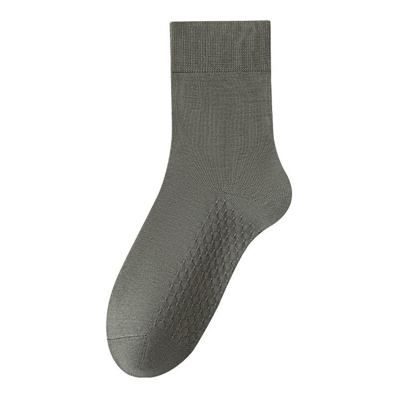 Мужские весенне-осенние однотонные хлопковые антибактериальные влагоотводящие дышащие бесшовные массажные носки с низкой посадкой