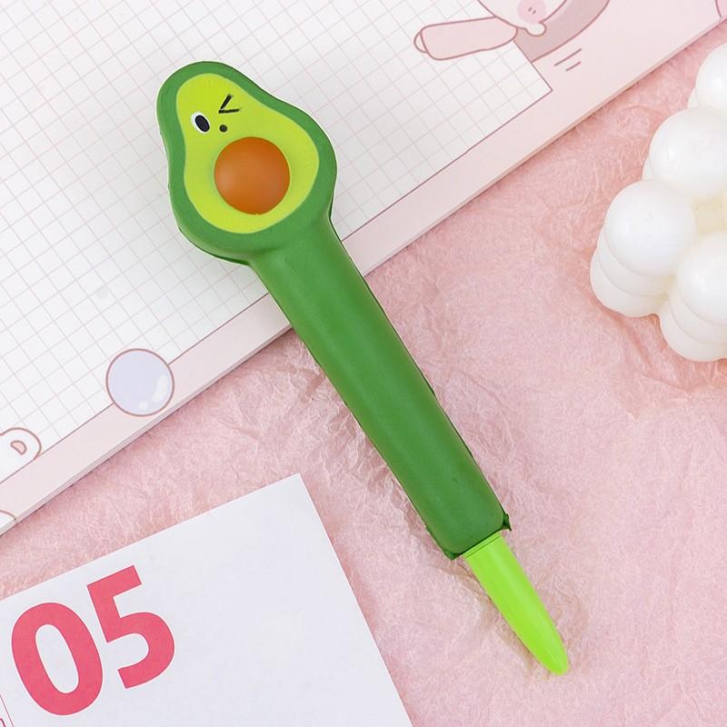 Cute Cartoon Fruit Animal Decompression Gel Pen Creative Fun Kid Soft Elastic Pinch Pen Student Stationery School Supplies