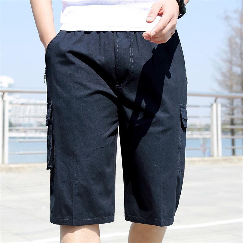 Мужские шорты-карго, летние свободные повседневные брюки с эластичной резинкой на талии, большие размеры, спортивные штаны для бега на открытом воздухе, трендовые брюки с несколькими карманами