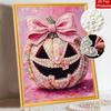 Halloween pearl painting art full pearl handmade diy home decorations pink pumpkin bowknot craft elegant table ornament