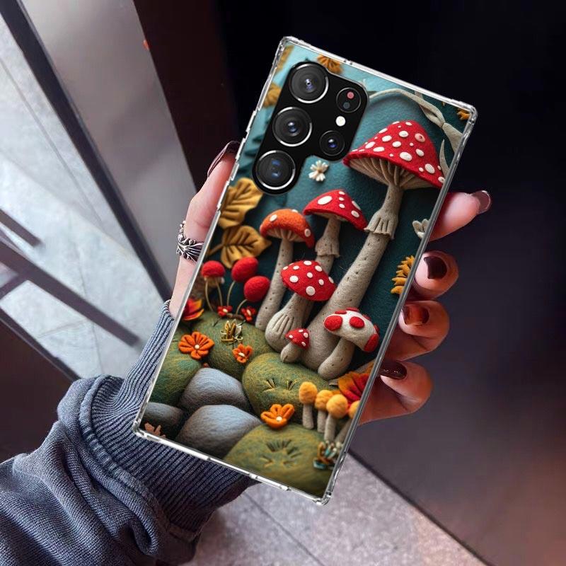 Colorful Mushroom Phone Case For Samsung Galaxy S23 S24 S25 Edge S26 Ultra S22 + S21 Plus S20 FE Cover Silicone Print Shell Gala