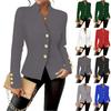 Женская модная однотонная куртка-кардиган с V-образным вырезом и длинными рукавами на пуговицах