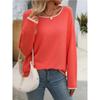 Autumn Casual Contrasting Color Pullover Knitted Top 2024 New Women's Clothing Round Neck Long Sleeved Sweater