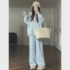 Milky Knit Sweater & Wide-Leg Pants Two-Piece Suit - Fashionable and Casual for Autumn/Winter 2024