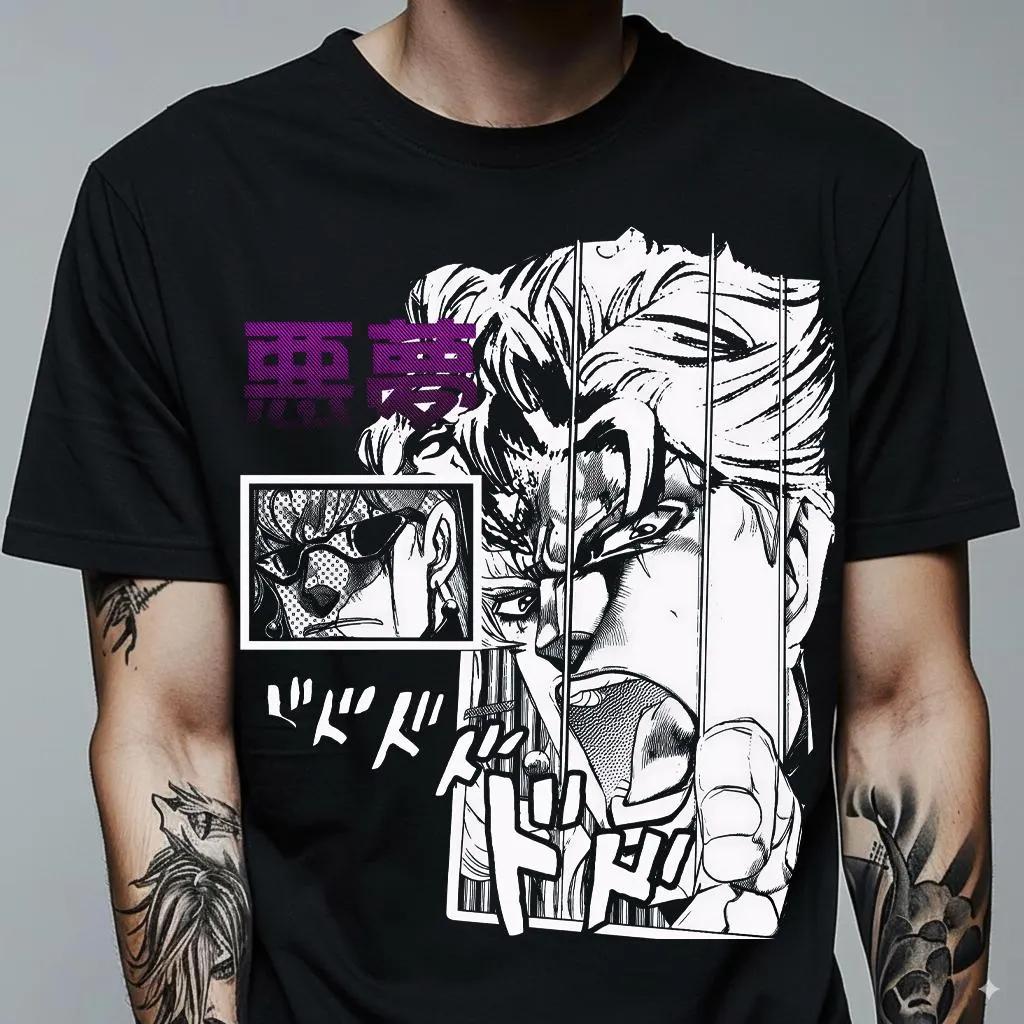 Аниме JoJo's Bizarre Adventure Футболка 2026 Лето Новая 100 уличный комикс-узор унисекс Короткий рукав Хип-хоп свободная Y2K рубашка