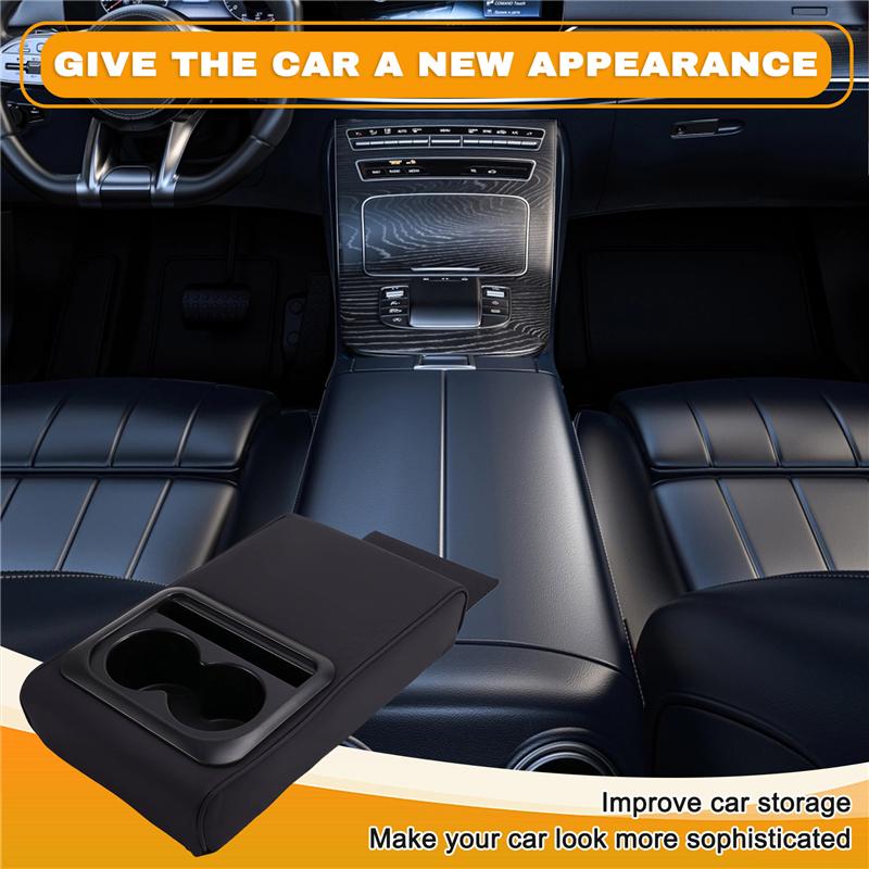 A58X-Car Armrest Box Pad,Anti-Fatigue Elbow Support Pad Universal Central Armrest Pad With Rear Seat Cup Holder Storage