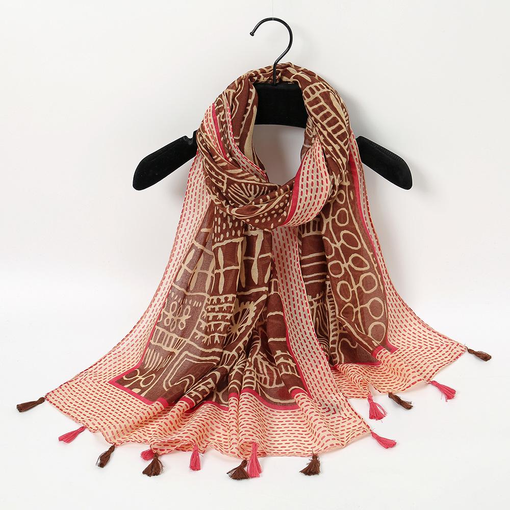 Осенне-зимняя шаль с принтом бабочек: Теплый шарф из хлопка и льна в стиле живописи тушью для путешествий или пляжа