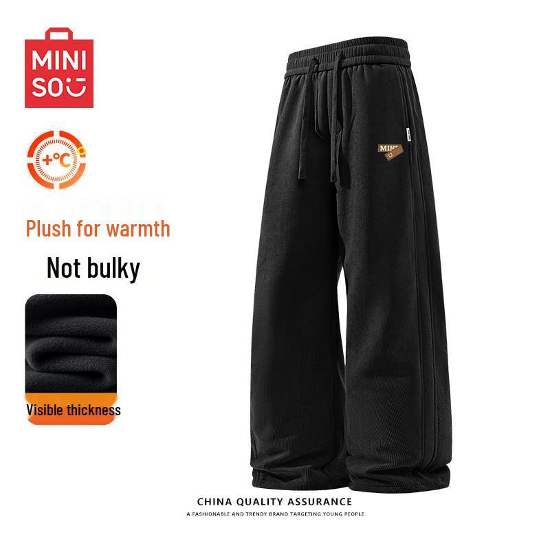 MINISO Men's Retro Loose Fit Winter Corduroy Pants