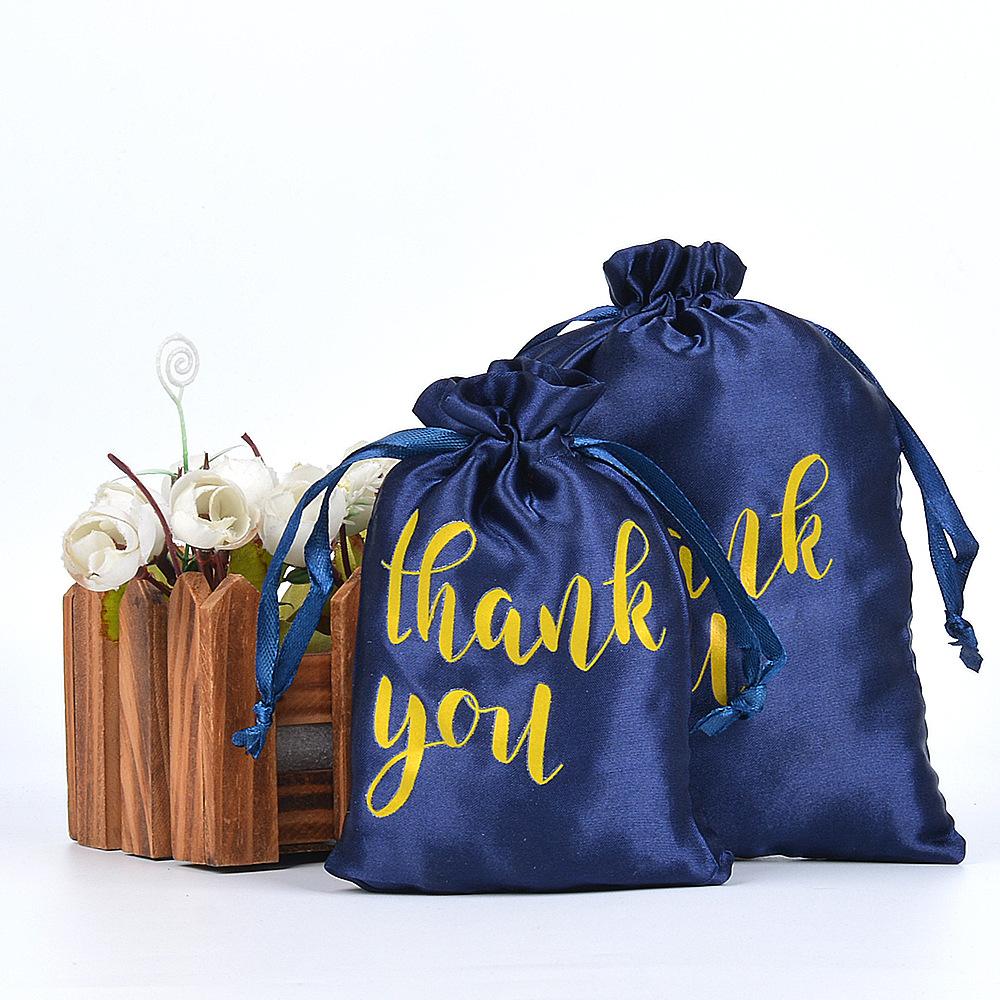 12 шт. Шелковый сегментный цвет Дин День благодарения Подарочный пакет Спасибо Завязки Мешочек для хранения ювелирных изделий Подарочная упаковка для конфет Мешочек на завязках