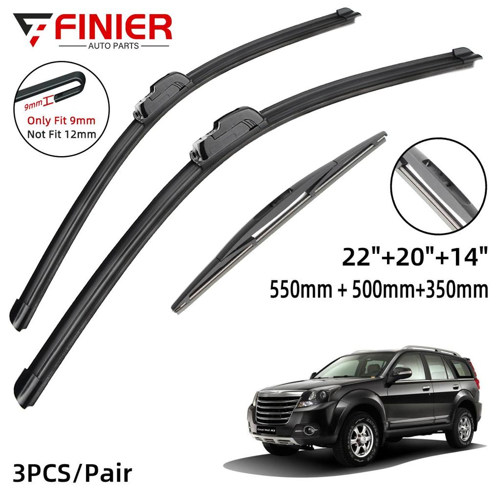 3 шт. щетки стеклоочистителя для Great Wall Hover H3 2006-2015 22 "20" 14" подходят для переднего лобового стекла, щетки для окон, резак, аксессуары