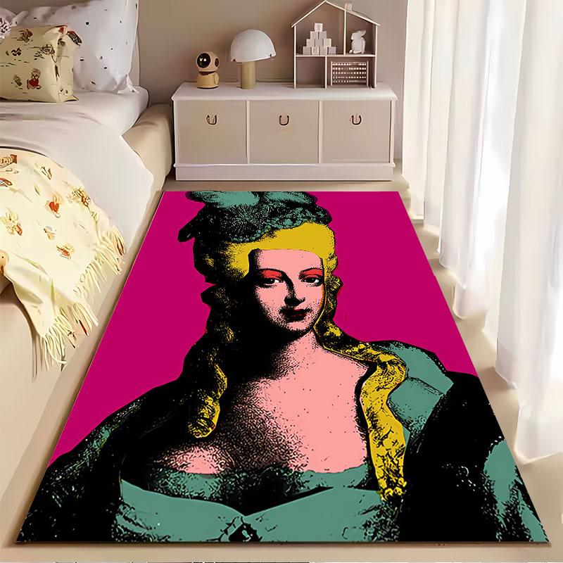 Vintage Lady Pop Art Design suitable as a non-slip mat for the living room or bedroom sofa