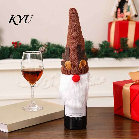 Unique Christmas Presents for Wine Lovers Gnome Bottle Covers, Knitted Faceless Toppers, Santa Reindeer Sweaters Elf Sleeves, Xmas Table Decorations