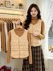 Autumn and winter new down cotton velvet vest women's short thermal V-neck sleeveless vest with slim-fitting vest inside