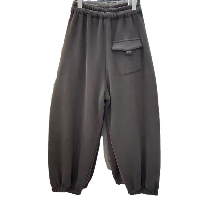 2025 Winter Women's European Loose Wide-Leg Thickened Plus Velvet Harem Sweatpants