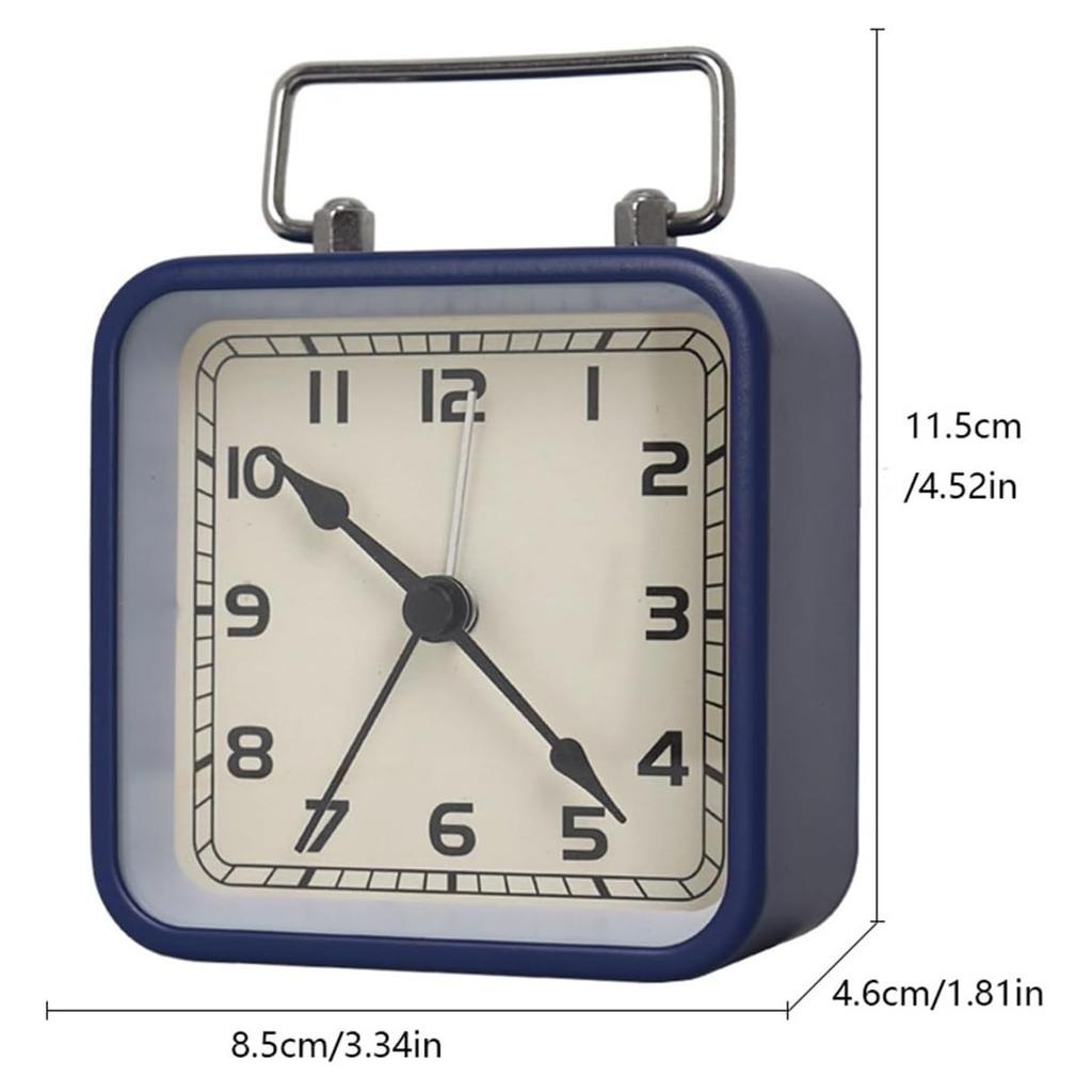3,5-дюймовый винтажный аналоговый бесшумный будильник с функцией повтора сигнала, не тикающий, небольшой квадратный прикроватный будильник для стола, гостиной
