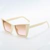 Vintage Large Size Cat Eye Shaped Fashionable Sunglasses For Women Square Shades Eyewear New Double Bridge Gradient Uv400 Sun