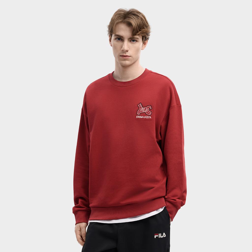 Fila CNY Лимитированная серия Новогодний Модный Трендовый Классический Ретро Спортивный Повседневный Хлопковый Удобный Свитшот с Круглым Вырезом Свободный Толстовка F11U619202FPK
