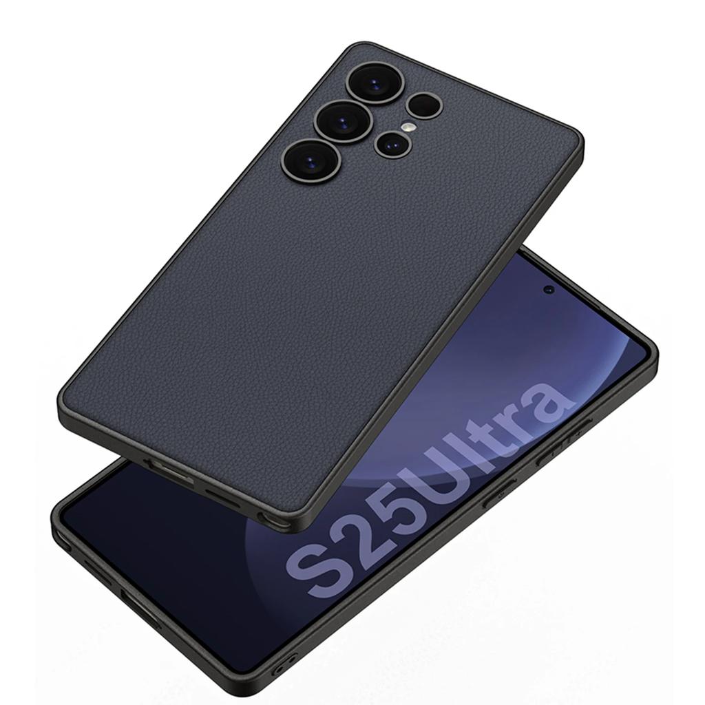 Чехол для телефона из металлической лакированной кожи для Samsung Galaxy S23 S24 S25 Ultra Hard PC Shell Luxury Skin S25Ultra Protective Cover
