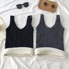 Winter Women Thermal Vest Seamless Thick Plush Fast Temperature Lock V Neck Slim Fit Elastic Sleeveless