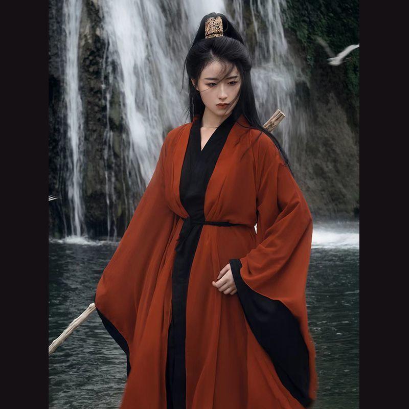 Китайский традиционный ежедневный однотонный костюм Hanfu в стиле династии Вэй и Цзинь Hanfu