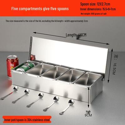 ZISIZ 304 Нержавеющая сталь Откидная 5-секционная коробка для специй