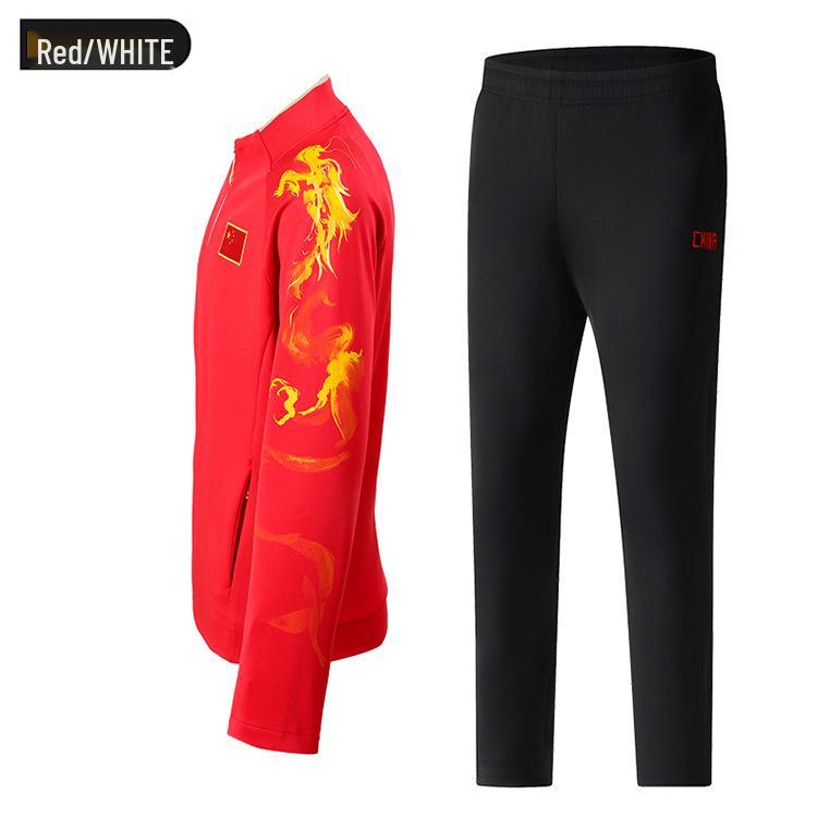 Autumn Chinese Team Tracksuit Casual Sportswear Set with Printed Design