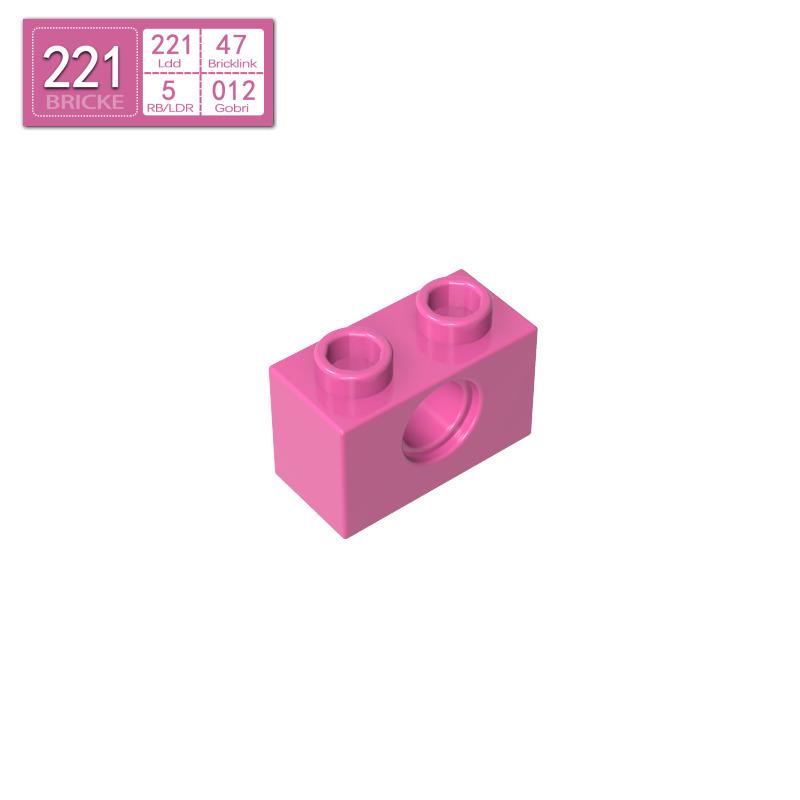 BRICKE 1x2 Brick with Hole - Compatible with Lego, MOC Loose Parts, Small Particle Building Blocks